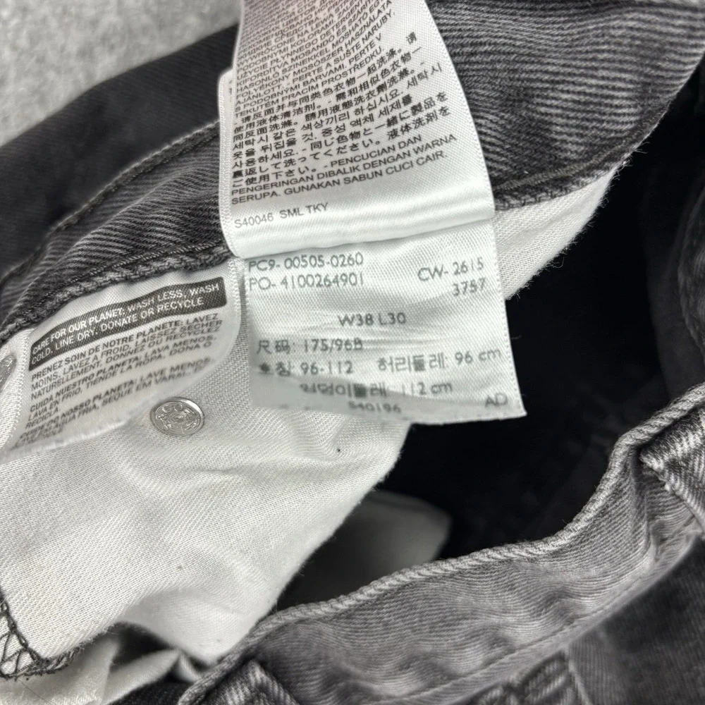 Levi's 505‎ Jeans Mens 38x30 (Fits 36x29) Black Wash Straight Leg Denim Casual